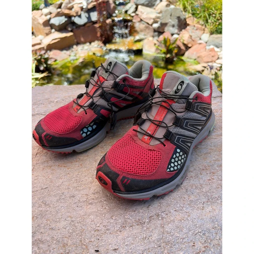 Salomon XR Mission Women Red Black Trail Running Shoes 377476 Sneakers Size 8